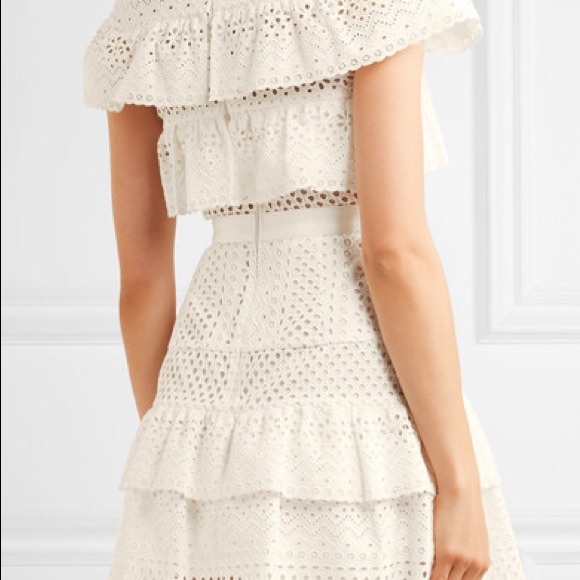SELF-PORTRAIT Ruffled broderie anglaise mini dress - Picture 3 of 7